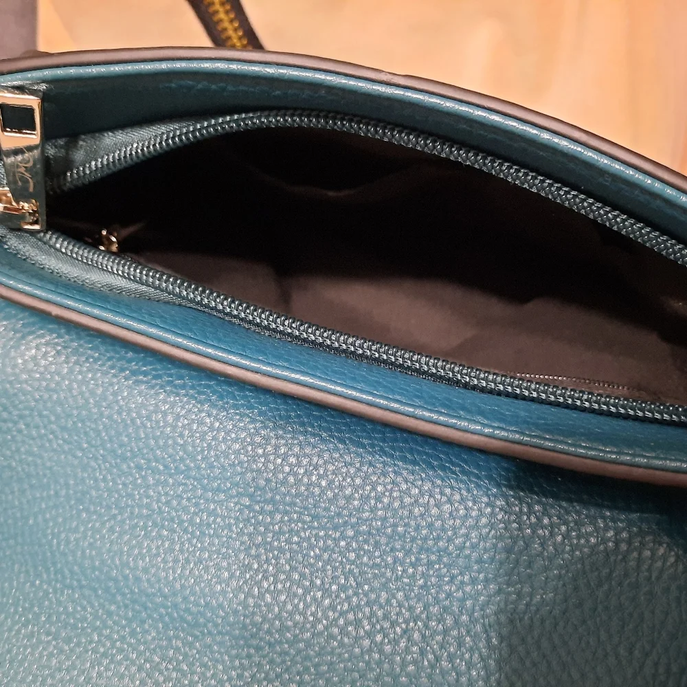 Teal Leather Crossbody Bag